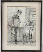 FRANK REYNOLDS (1876-1953) An artist with portfolio of drawings at a publishers office, pen and