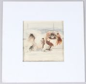 CIRCLE OF HARRY ROUNTREE A Pekingese dog, watercolour, unframed, 9 x 9cm