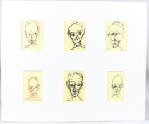 JOHN KINGERLEE (IRISH b.1936) Head studies, set of six charcoal and pencil drawings, signed with