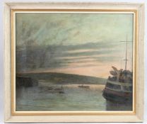 GEORGE WEISSBORT (1928-2013) Eventide Harbour. Signed and dated 1958. Oil on board. 18