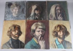 GEORGE WEISSBORT (1928-2013) Six various portrait studies. Self portraits. Oil on board, unframed.