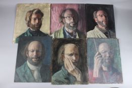 GEORGE WEISSBORT (1928-2013) Six various self portraits. Oil on board, unframed. 15