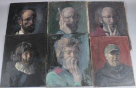 GEORGE WEISSBORT (1928-2013) Six various self portraits. Oil on board, unframed. 15