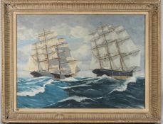 DAVID ROY MACGREGOR (1925-2003) 'Hulks at Appledore' oil on canvas, label verso, signed, 54.5 x 74.