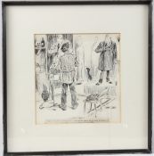 ENGLISH SCHOOL (EARLY 20TH CENTURY) A portrait artist and subject in a studio, pen and ink