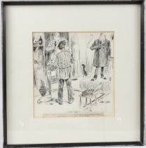 ENGLISH SCHOOL (EARLY 20TH CENTURY) A portrait artist and subject in a studio, pen and ink