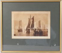 JOSEPH MALLORD WILLIAM TURNER (1775-1851) 'Calm' 'drawn, etched and engraved by JMW Turner' sepia
