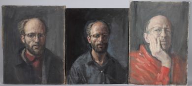 GEORGE WEISSBORT (1928 - 2013) Three self portraits. Oil on board, unframed. 21