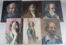 GEORGE WEISSBORT (1928-2013) Six various self portraits. Oil on board, unframed. 18