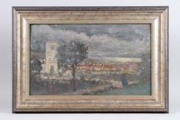GEORGE WEISSBORT (1928-2013) The Village Church. Signed. Oil on board. 11