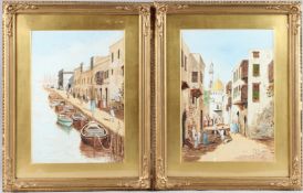 F.E.MARTINEZ (LATE 19TH / EARLY 20TH CENTURY) Street scene with mosque and another of a harbour