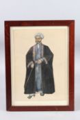 A VERY FINE EARLY PORTRAIT WATERCOLOUR. OTTOMAN TURKISH SULTAN. 10ins x 7.5ins.