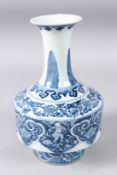 A CHINESE BLUE AND WHITE VASE.
