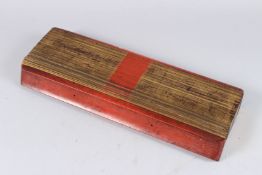 A LARGE 19TH CENTURY SRI LANKAN, OR BURMESE, ETCHED PALM LEAF PRAYER BOOK.