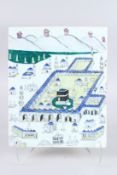 A TURKISH OTTOMAN PORCELAIN MECCA PAINTING. 13ins x 10.5ins.