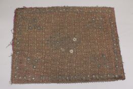 A VERY FINE 19TH CENTURY PERSIAN QAJAR SILVER THREAD AND SEED PEARL EMBROIDERED TEXTILE.