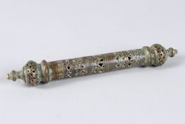 A RARE 12TH - 13TH CENTURY PERISAN OR CENTRAL ASIAN KHURASSAN SELJUK BRONZE LETTER HOLDER with