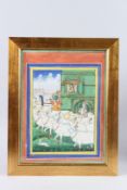 A LARGE 19TH CENTURY INDIAN JAIPUR PAINTING OF KRISHNA and the cows. 11ins x 9ins.