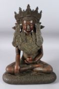 A VERY FINE BRONZE SHAKYAMUNI BUDDHA.