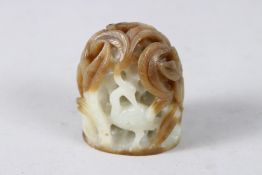 A VERY FINE 19TH CENTURY CHINESE JADE CARVING depicting cranes and openwork foliage.