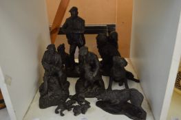 A group of decorative figures to include animals.