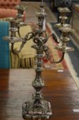 A good large pair of silver plated four branch, five light candelabra.
