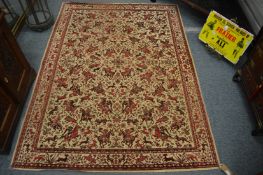 A machine made hunting rug, 192cm x 138cm.