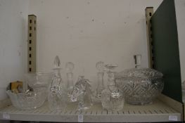 Glassware to include a large punch bowl and cover.