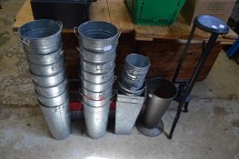 Large quantity of galvanised flower pots etc.