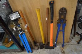 Various tools to include sledge hammers, bolt cropper etc.