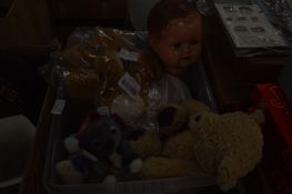 A doll, teddy bears etc.