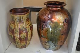 A Grayshott pottery vase and another vase.