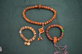 Decorative bead necklaces.
