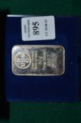 A 50 gram silver ingot, boxed.