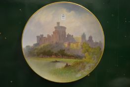 A good large painted porcelain charger depicting Windsor Castle.