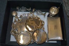 Silverware to include salvers, coasters, cigarette box etc.