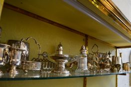 Miscellaneous plated items to include sugar castors, goblets etc.