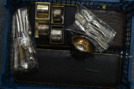 Quantity of silver flatware, some cased together with napkin rings and a cream jug.