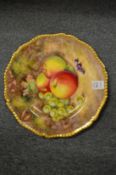 A large Worcester cabinet plate painted with fruit by H Ayrton.