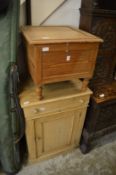 A pine commode and a pine washstand.