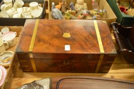 A Victorian brass bound walnut writing slope.