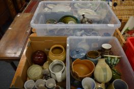 Quantity of studio pottery.