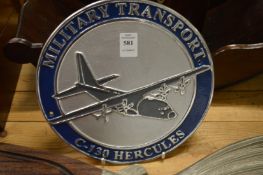 Cast metal plaque Military Transport Hercules.