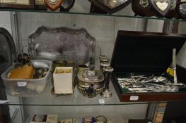 A quantity of plated items to include Kings pattern cutlery etc.
