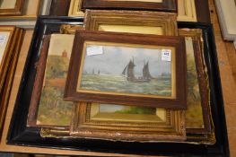 A collection of six various 19th century and later oil paintings, various subjects, mostly framed.