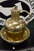 A good large brass Jersey can and basin.