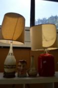 Two pottery table lamps etc.