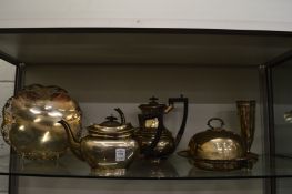 A collection of silver items to include teapot, coffee pot, muffin dish and stand, bud vase and