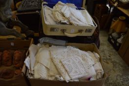 Various textiles, lace and linen etc.