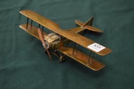 A very good brass 1:36 scale model of a SPAD VII biplane by Frank Hackett.
